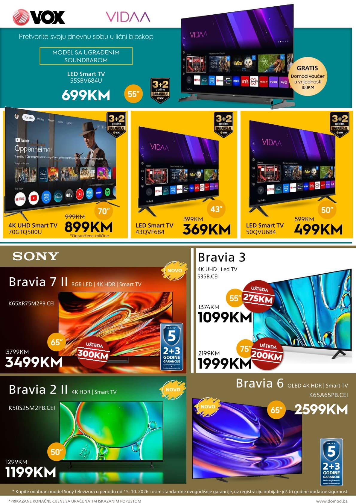 Domod Akcija 09.10.-25.10.2026 - Stranica 11 Domod katalog letak - Domod Katalog Akcija od 09.10. do 25.10. (09.10.-25.10.2026) - Stranica 11 - Katalog Vox i Sony televizora sa popustima