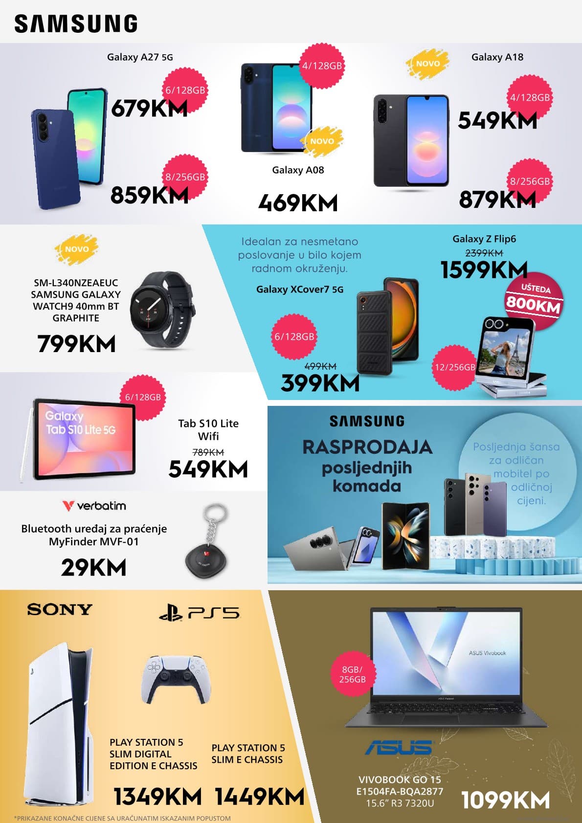 Domod Akcija 09.10.-25.10.2026 - Stranica 12 Domod katalog letak - Domod Katalog Akcija od 09.10. do 25.10. (09.10.-25.10.2026) - Stranica 12 - Katalog ponuda pametnih telefona, pametnih satova, laptopa i igraćih konzola Samsung, Verbatim, Sony PS5 i Asus.