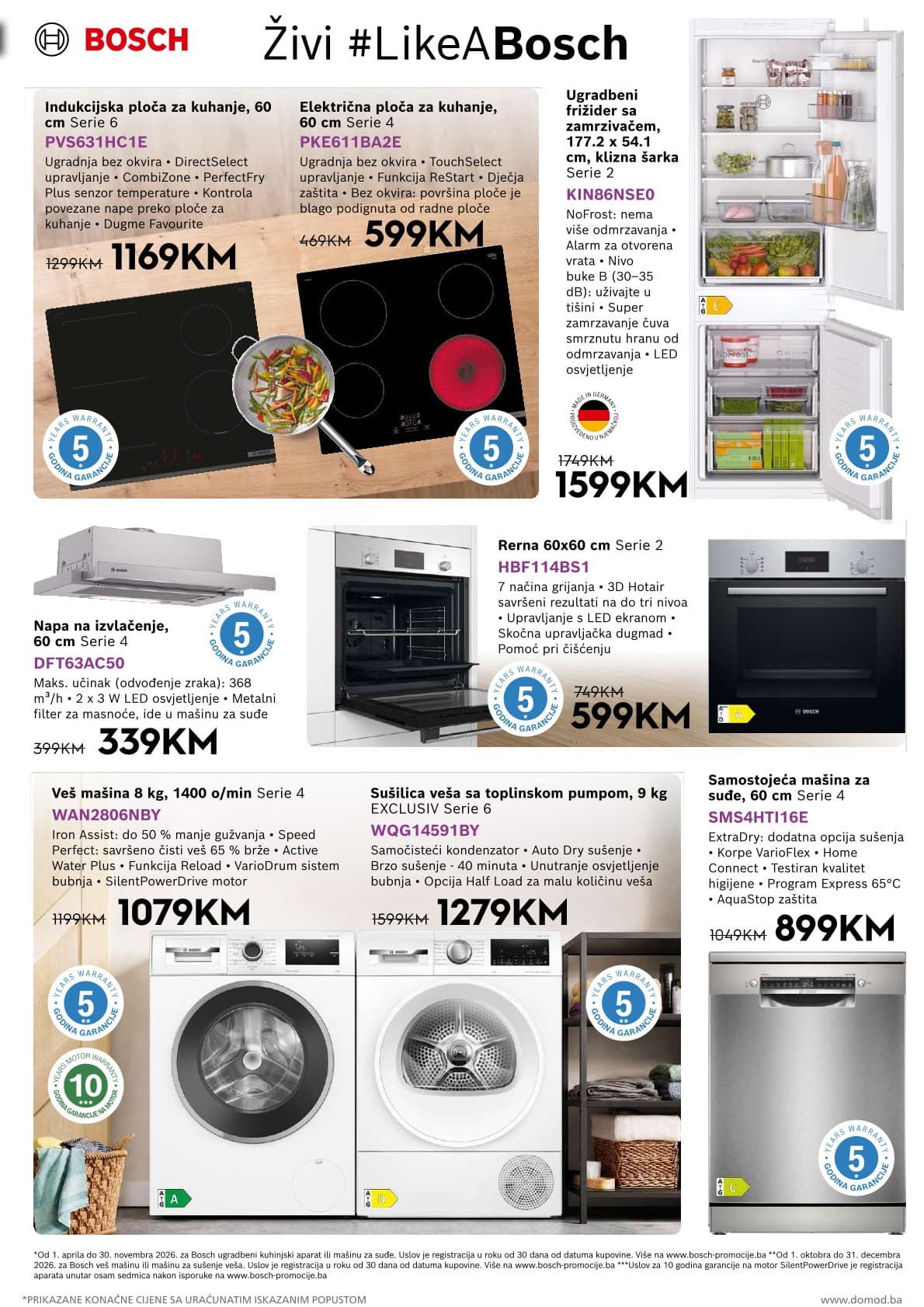 Domod Akcija 09.10.-25.10.2026 - Stranica 7 Domod katalog letak - Domod Katalog Akcija od 09.10. do 25.10. (09.10.-25.10.2026) - Stranica 7 - Bosch katalog ugradbene i samostojeće bijele tehnike sa akcijskim cijenama