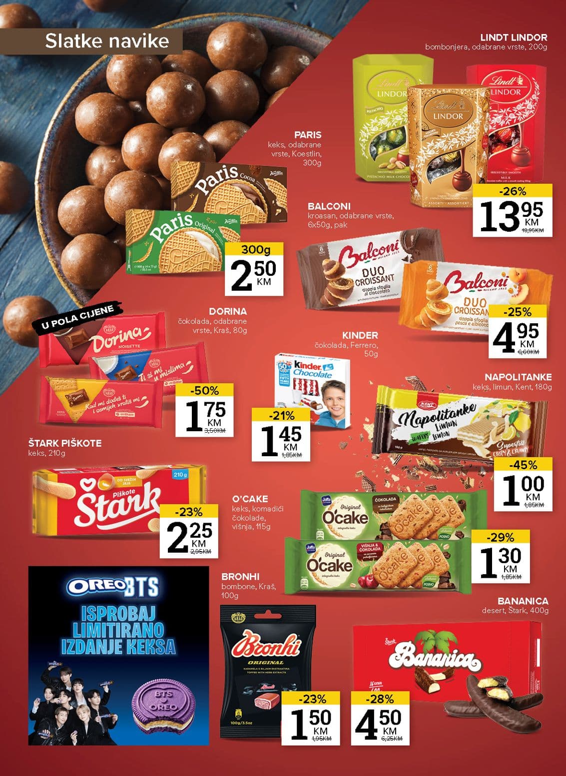 Konzum Akcija 13.10.-19.10.2026 - Stranica 12 Konzum katalog letak - Konzum Akcija Katalog od 13.10 do 19.10.2026 (13.10.-19.10.2026) - Stranica 12 - Katalog slatkiša na akciji sa čokoladama, keksima i bonbonijerama brendova Lindt, Dorina i Štark.