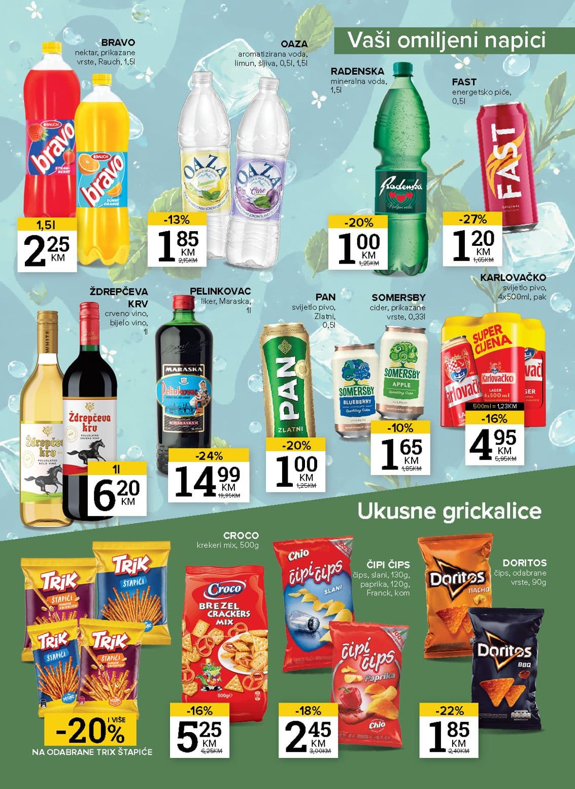 Konzum Akcija 13.10.-19.10.2026 - Stranica 13 Konzum katalog letak - Konzum Akcija Katalog od 13.10 do 19.10.2026 (13.10.-19.10.2026) - Stranica 13 - Kataloška ponuda sokova, piva, alkoholnih pića i grickalica brendova Rauch, Maraska, Pan i Doritos.