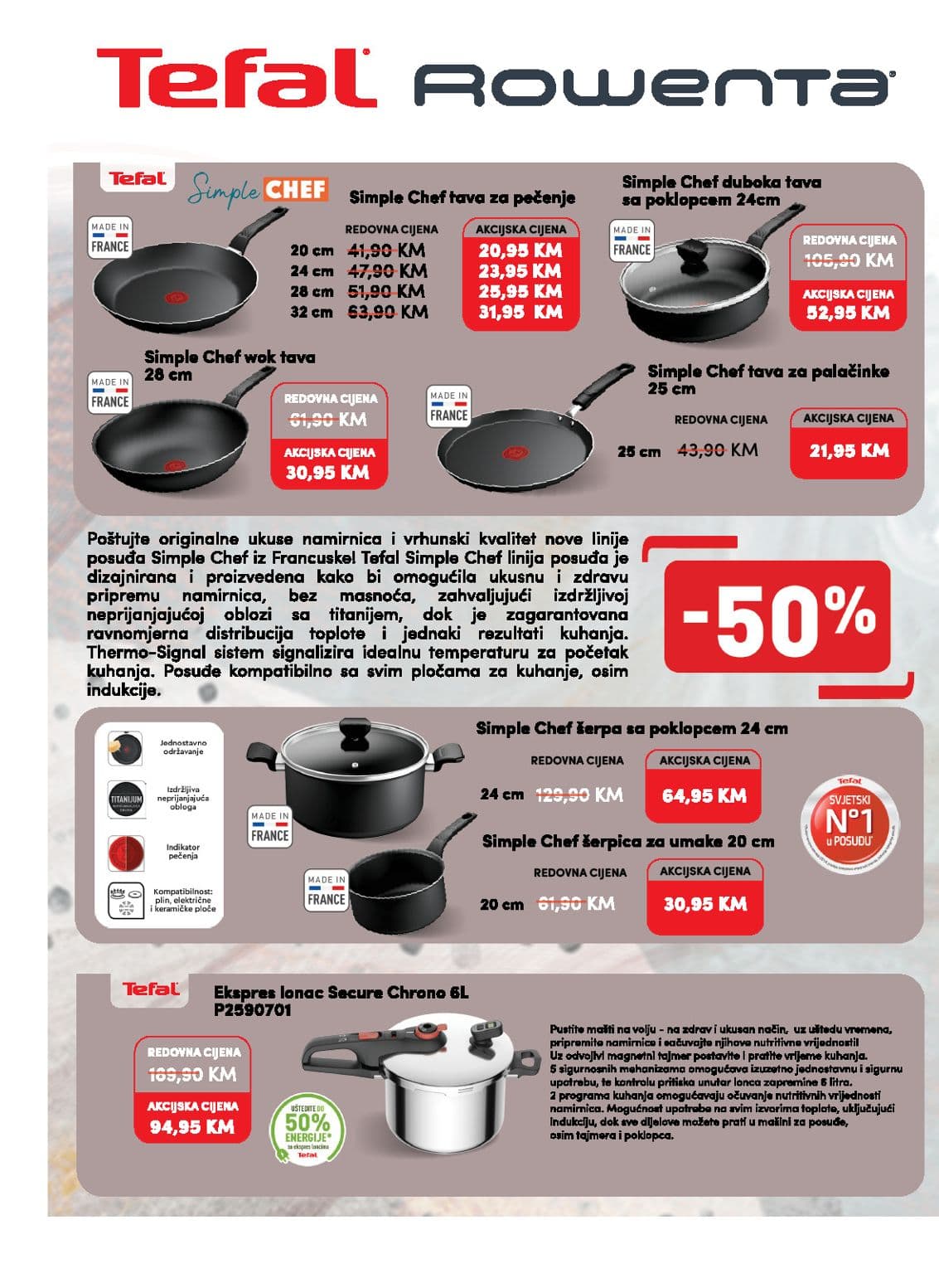 Konzum Akcija 13.10.-19.10.2026 - Stranica 22 Konzum katalog letak - Konzum Akcija Katalog od 13.10 do 19.10.2026 (13.10.-19.10.2026) - Stranica 22 - Katalog sa ponudom Tefal Simple Chef posuđa, tavi i ekspres lonca na popustu.