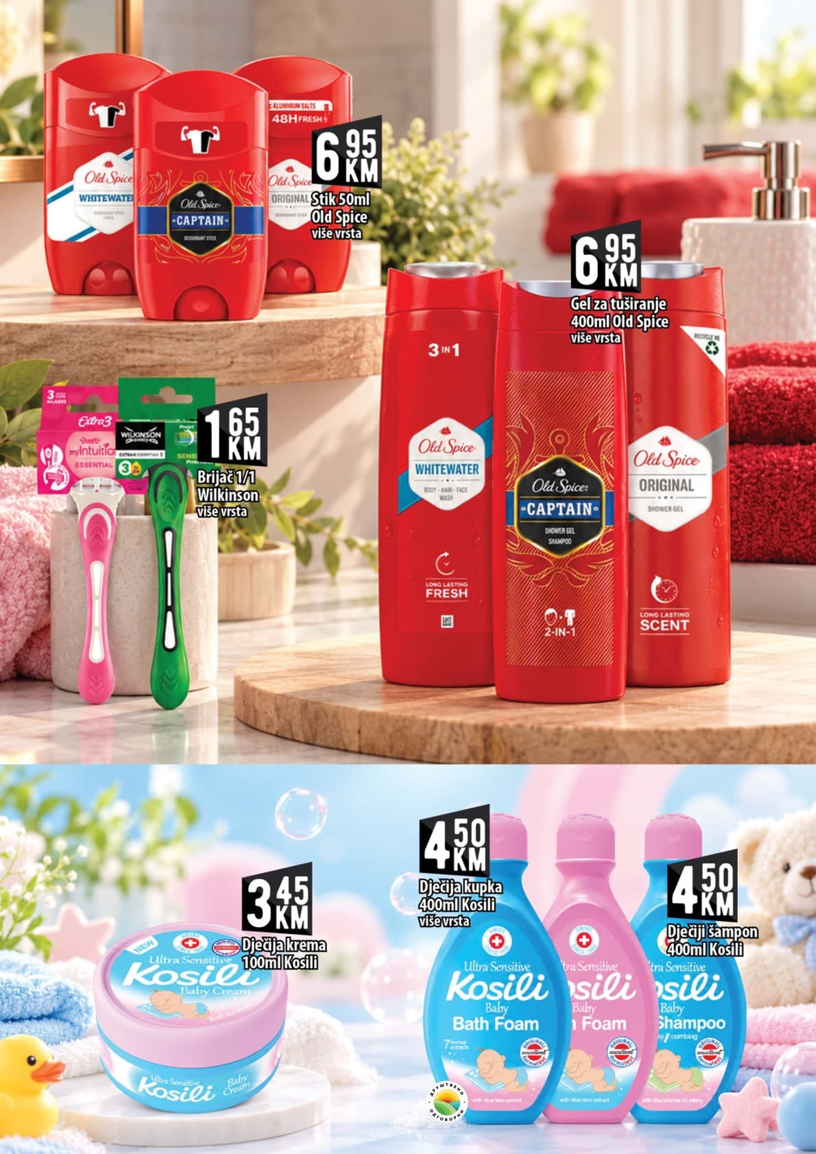 Kort Akcija 09.10.-28.10.2026 - Stranica 16 Kort katalog letak - Kort Katalog Akcija od 09.10. do 28.10.2026 (09.10.-28.10.2026) - Stranica 16 - Katalog kozmetike i higijene sa Old Spice gelovima, Wilkinson brijačima i Kosili dječijom njegom.