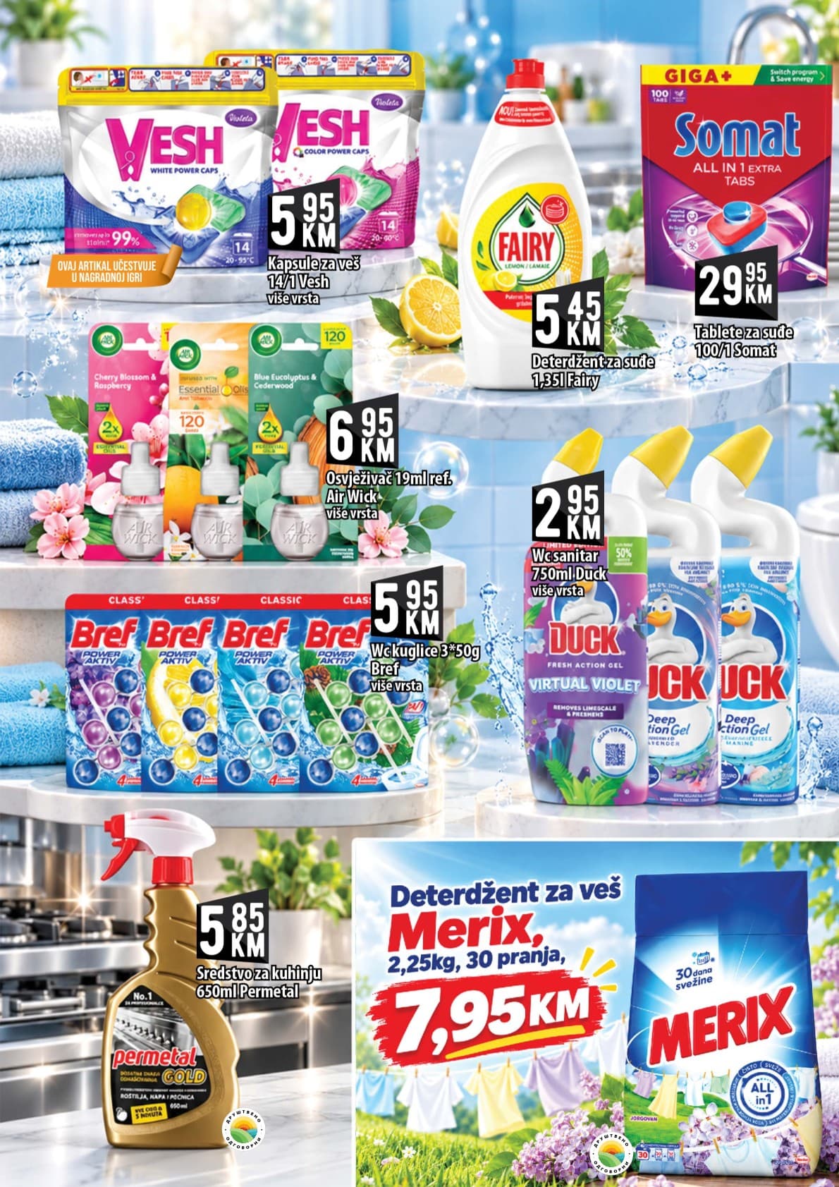 Kort Akcija 09.10.-28.10.2026 - Stranica 17 Kort katalog letak - Kort Katalog Akcija od 09.10. do 28.10.2026 (09.10.-28.10.2026) - Stranica 17 - Katalog kućne hemije i deterdženata sa brendovima Vesh, Fairy, Somat, Air Wick, Bref, Duck, Permetal i Merix.