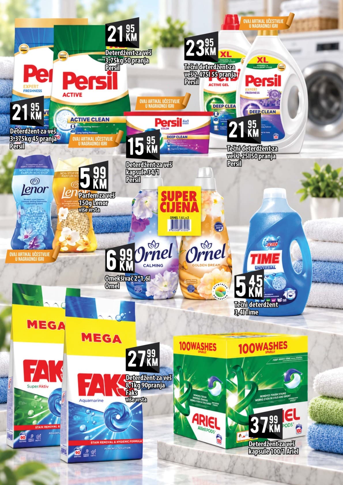 Kort Akcija 09.10.-28.10.2026 - Stranica 18 Kort katalog letak - Kort Katalog Akcija od 09.10. do 28.10.2026 (09.10.-28.10.2026) - Stranica 18 - Katalog deterdženata i omekšivača za veš brendova Persil, Ariel, Faks, Lenor, Ornel i Time.