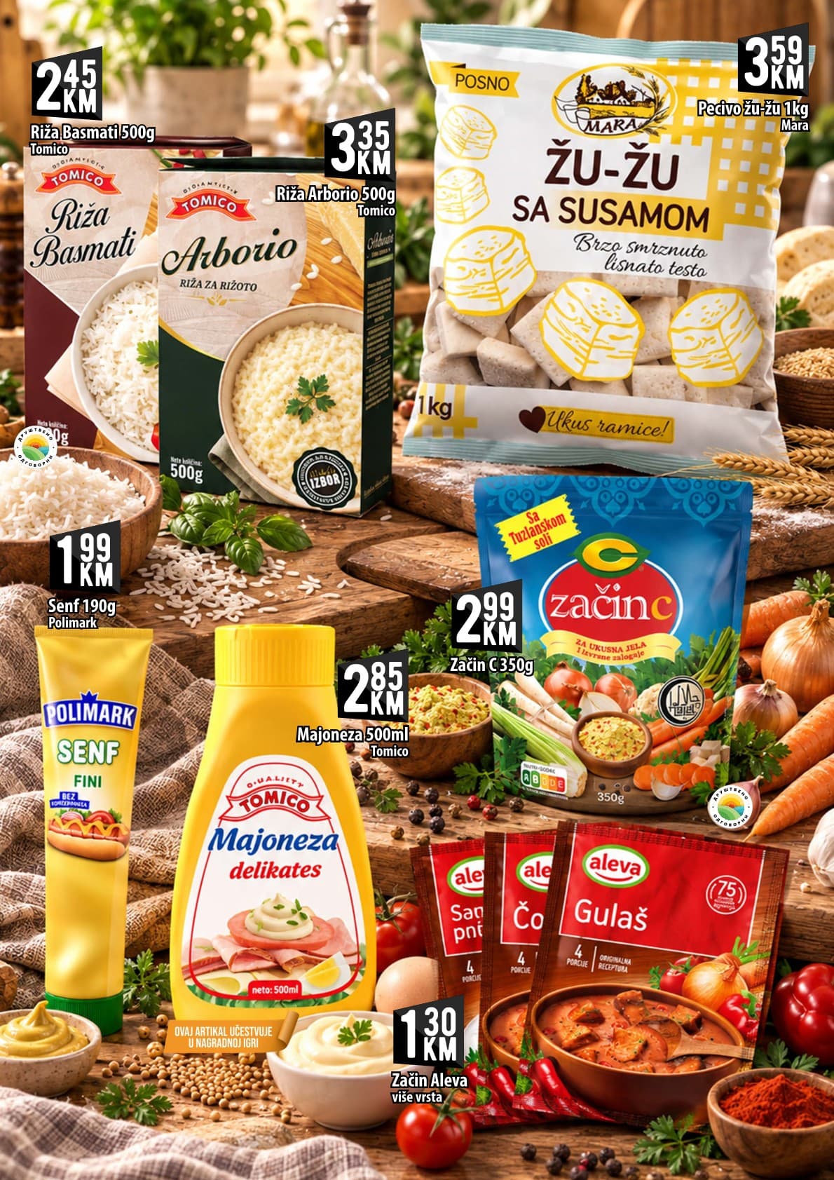 Kort Akcija 09.10.-28.10.2026 - Stranica 8 Kort katalog letak - Kort Katalog Akcija od 09.10. do 28.10.2026 (09.10.-28.10.2026) - Stranica 8 - Kataloška ponuda prehrambenih proizvoda brendova Tomico, Mara, Polimark, Začin C i Aleva sa cijenama.