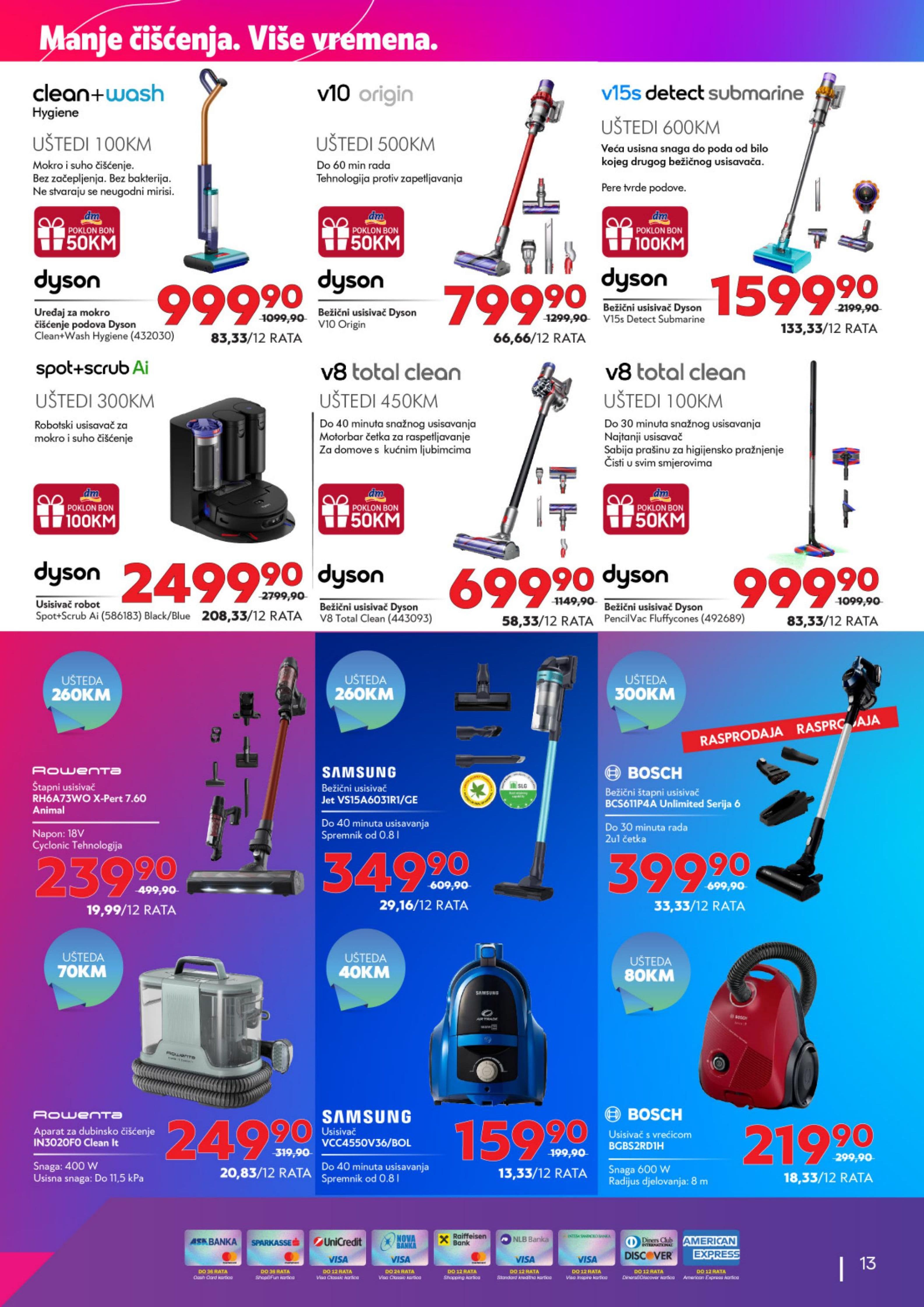 TehnoMag Akcija 11.09.-15.10.2026 - Stranica 13 TehnoMag katalog letak - TehnoMag Katalog Akcija od 11.09. do 15.10.2026 (11.09.-15.10.2026) - Stranica 13 - Katalog usisivača brendova Dyson, Rowenta, Samsung i Bosch sa popustima i poklon bonovima.