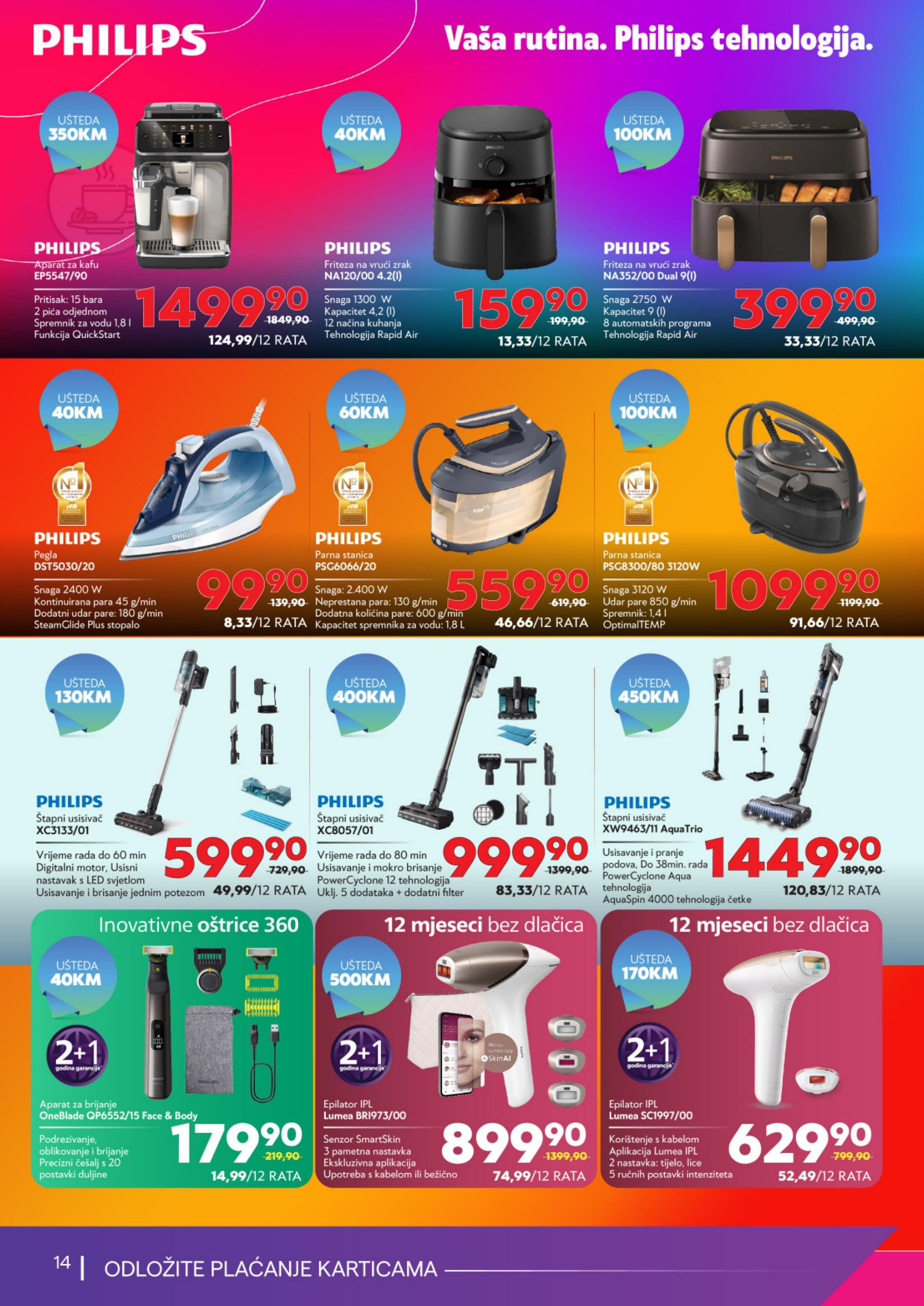 TehnoMag Akcija 11.09.-15.10.2026 - Stranica 14 TehnoMag katalog letak - TehnoMag Katalog Akcija od 11.09. do 15.10.2026 (11.09.-15.10.2026) - Stranica 14 - Katalog Philips uređaja sa usisivačima, peglama, aparatima za kafu, fritezama i epilatorima na akciji.