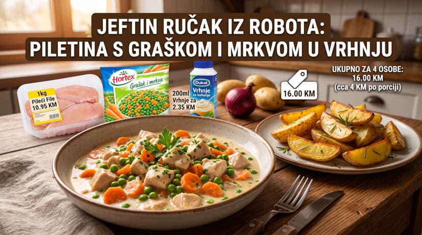 Piletina s graškom i mrkvom u vrhnju